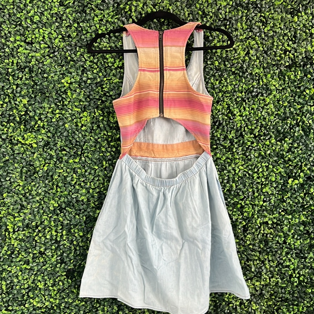 Mini Chica | back peekaboo zipper denim dress